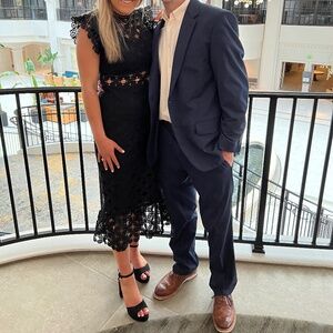 RED DRESS Love’s High Hopes Black Crochet Midi Dress